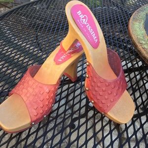 Pink Jelly wood heels